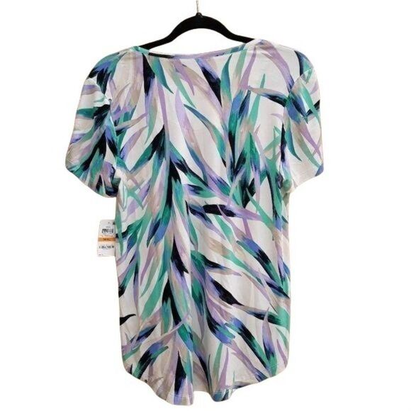 Vintage 90's JM Collection Short Sleeve Scoop Neck Palm Tropical Print Top Sz S - Picture 2 of 10